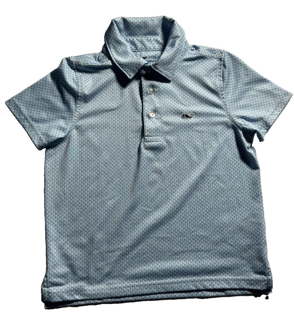 Vineyard Vines Boys 6 Sankaty Blue Whale Print Polo Shirt